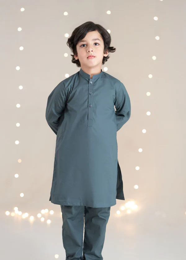 Plain Charcoal Kurta Trouser - Litsy Bitsy