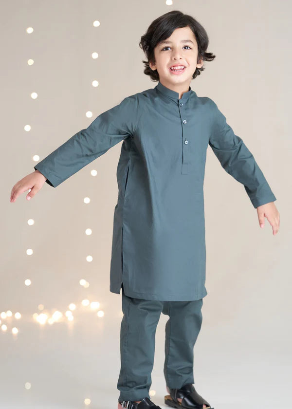 Plain Charcoal Kurta Trouser - Litsy Bitsy
