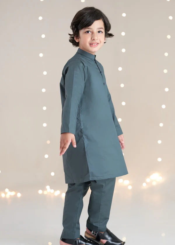 Plain Charcoal Kurta Trouser - Litsy Bitsy