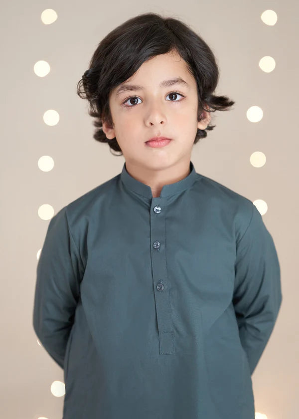 Plain Charcoal Kurta Trouser - Litsy Bitsy