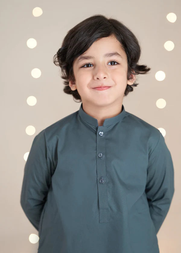 Plain Charcoal Kurta Trouser - Litsy Bitsy