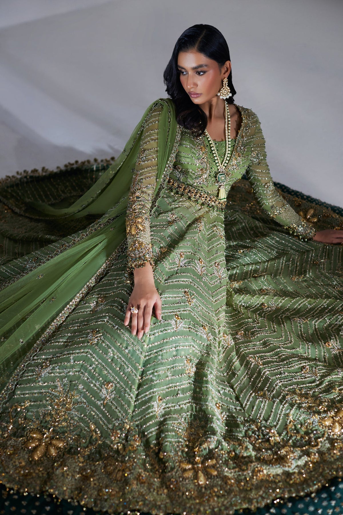 Elan | Luxury Wedding Wears | SCINTILLANT OLIVE (EP-20995)