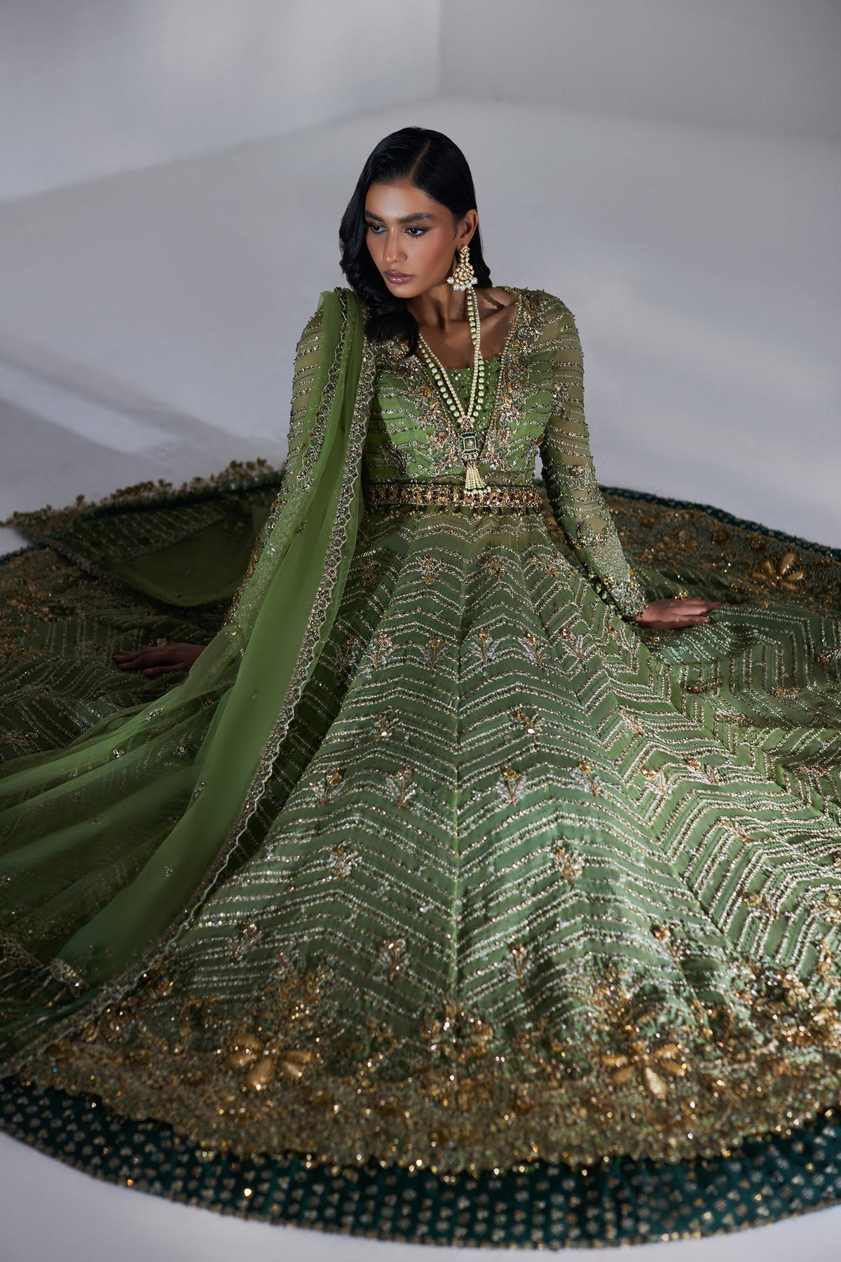 Elan | Luxury Wedding Wears | SCINTILLANT OLIVE (EP-20995)