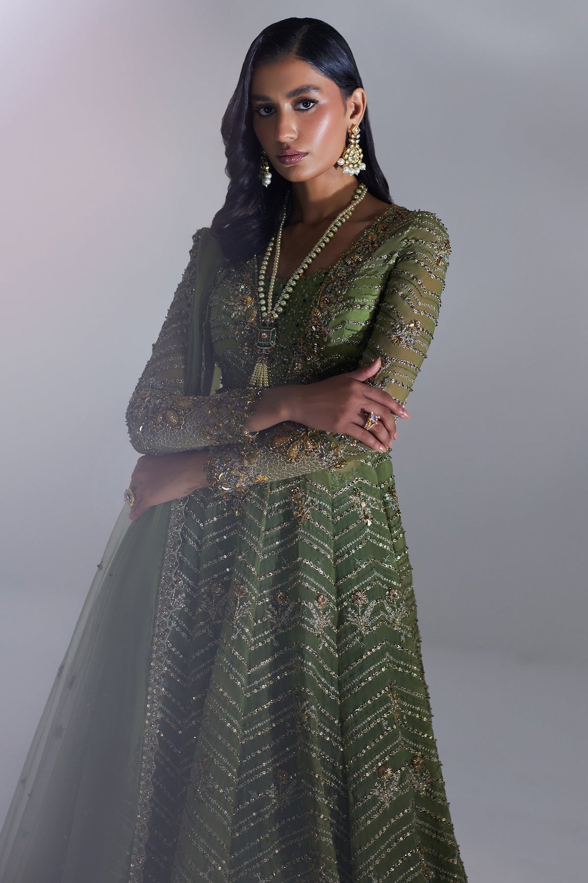 Elan | Luxury Wedding Wears | SCINTILLANT OLIVE (EP-20995)