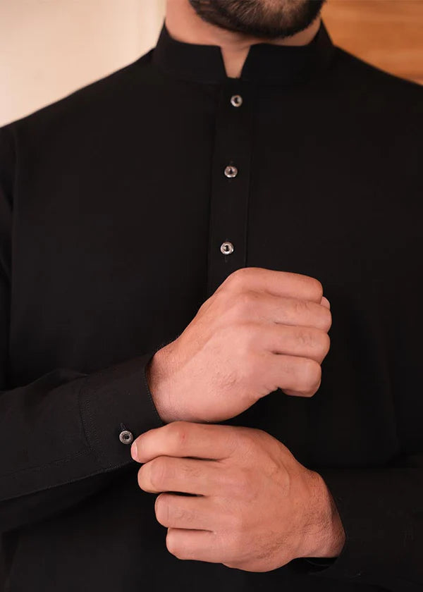 Regular Fit Kurta Shalwar - Black - 10 - Arshad Mens Wear