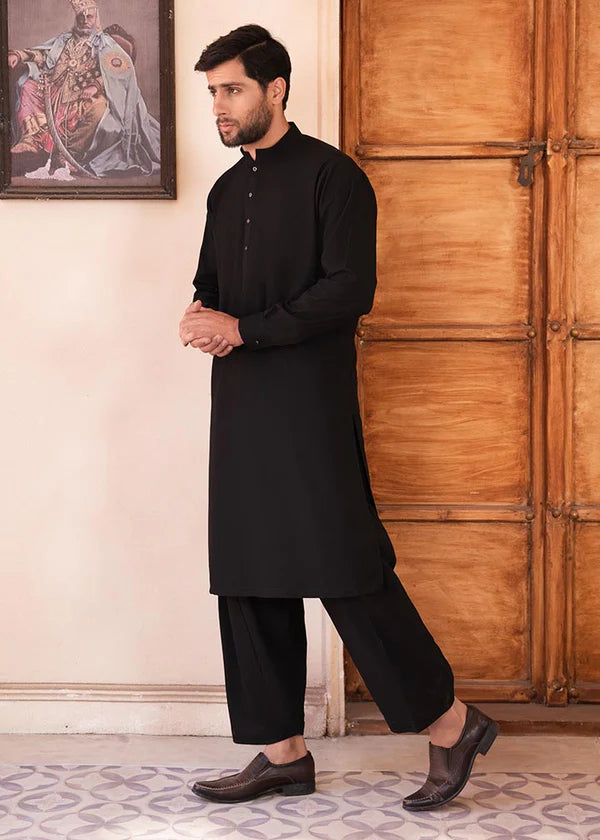 Regular Fit Kurta Shalwar - Black - 10 - Arshad Mens Wear
