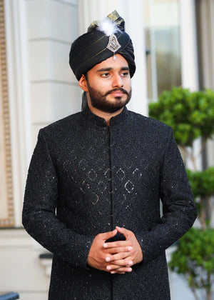 BLACK SHERWANI RF01 - Azlan Shahzad