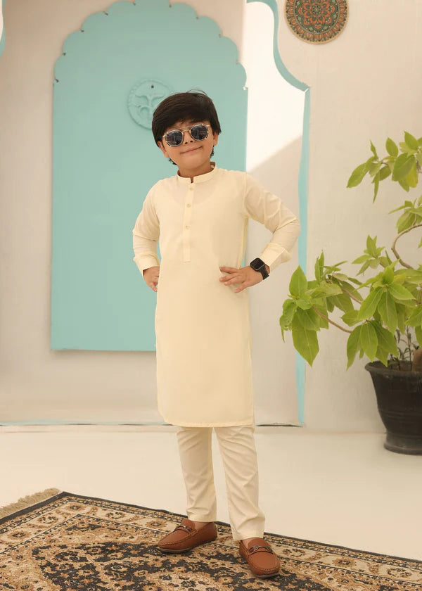 Pale yellow kurta pajama KT 33 - Hassan Jee