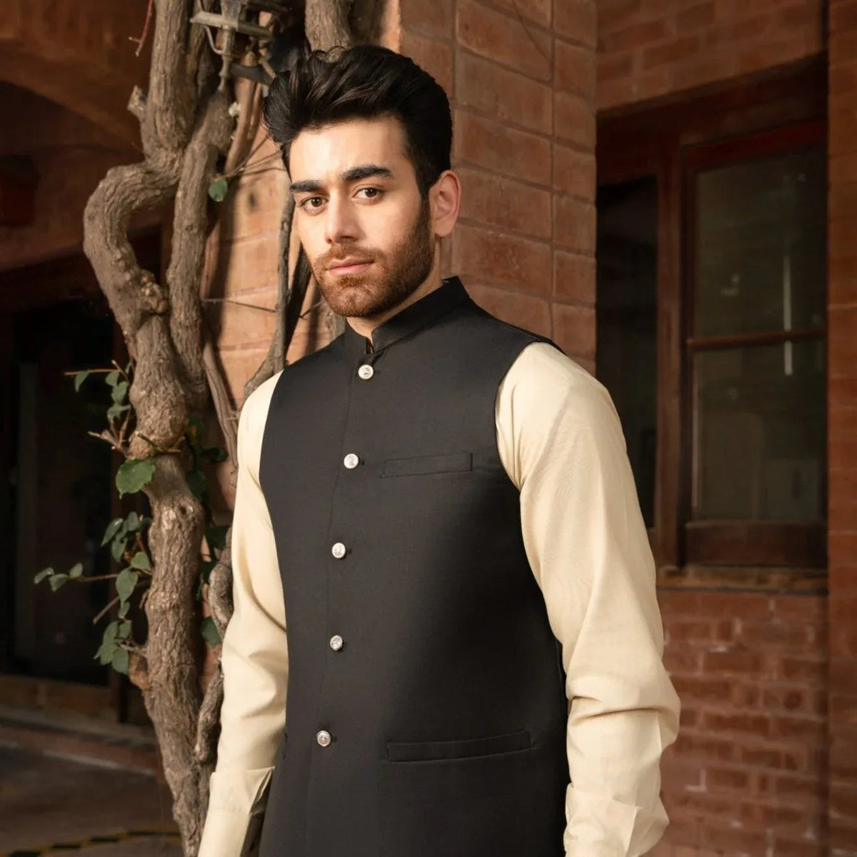 Black Opal Suiting Waistcoat - Round Cut - Men