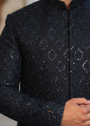 BLACK SHERWANI RF01 - Azlan Shahzad