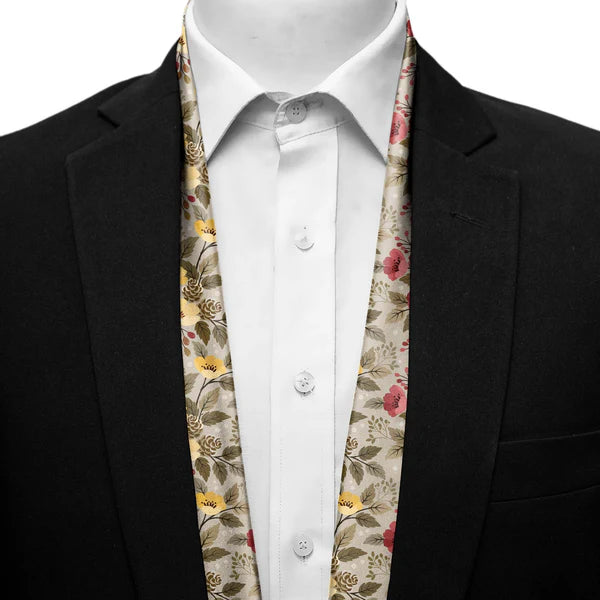 BLACK WOLF - FLOWER PATTERN MEN SCARF - Black Wolf
