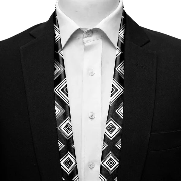 BLACK WOLF - SQUARES GEOMETRIC MEN SCARF - Black Wolf