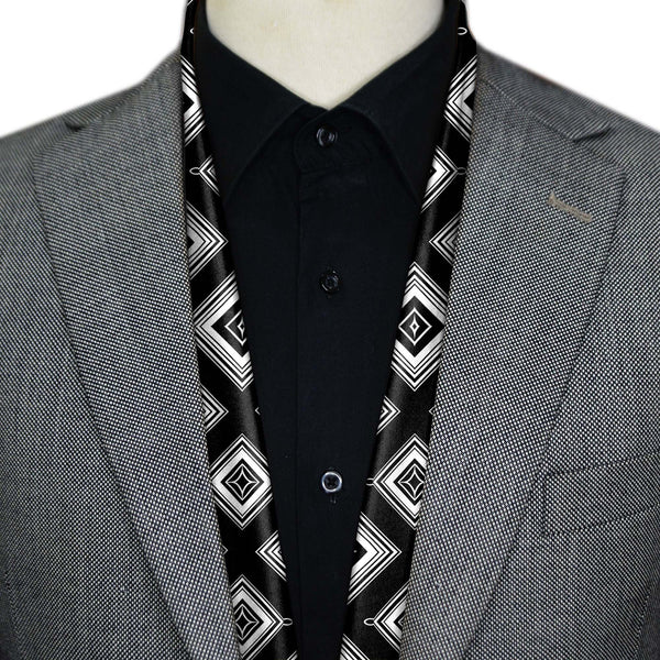 BLACK WOLF - SQUARES GEOMETRIC MEN SCARF - Black Wolf