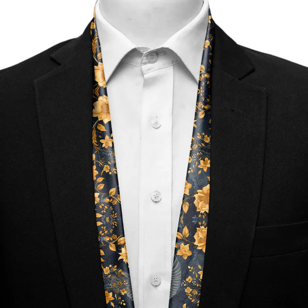 BLACK WOLF - GOLD HUMMINGBIRDS MEN SCARF - Black Wolf