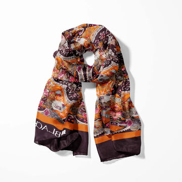 BLACK WOLF - ORNAMENTAL PAISLEY MEN SCARF - Black Wolf