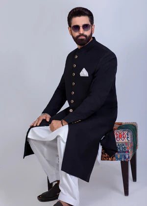 MENS BLACK SHERWANI - Yes the instyle