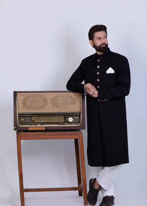 MENS BLACK SHERWANI - Yes the instyle