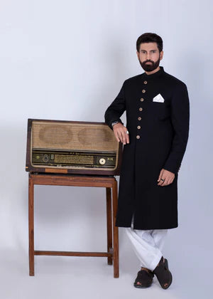 MENS BLACK SHERWANI - Yes the instyle