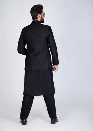 MENS BLACK EMBROIDED PRINCE COAT YSP25 - Yes the instyle