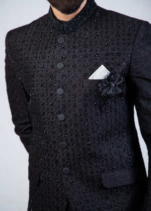 MENS BLACK EMBROIDED PRINCE COAT YSP25 - Yes the instyle
