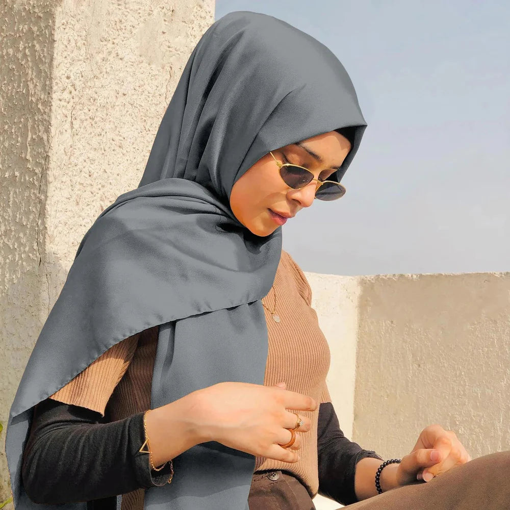 BLACK WOLF - LUXURY GLOSSY SILK WOMEN HIJAB – PREMIUM COLLECTION -