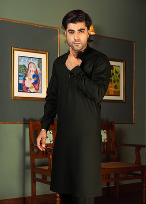 Kumash Textiles Charcoal Grey Mens Kameez Shalwar
