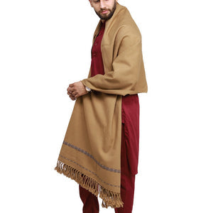 Kamaal Khan Peshawari Men's Shawl - Dhussa - Honey Brown