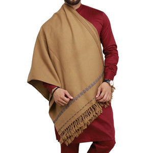 Kamaal Khan Peshawari Men's Shawl - Dhussa - Honey Brown
