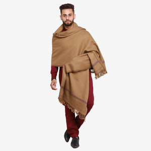 Kamaal Khan Peshawari Men's Shawl - Dhussa - Honey Brown