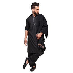 Kamaal Khan Velvet Soft Dhussa Shawl For Men - Black