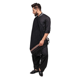 Kamaal Khan Velvet Soft Dhussa Shawl For Men - Black