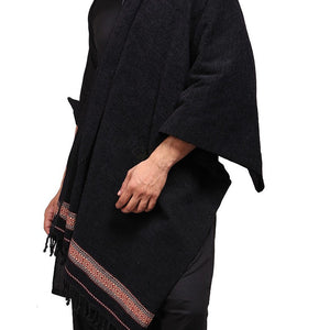 Kamaal Khan Velvet Soft Dhussa Shawl For Men - Black