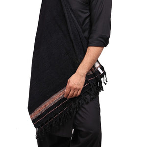Kamaal Khan Velvet Soft Dhussa Shawl For Men - Black
