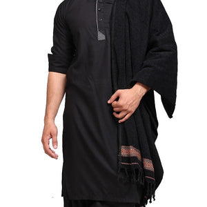 Kamaal Khan Velvet Soft Dhussa Shawl For Men - Black