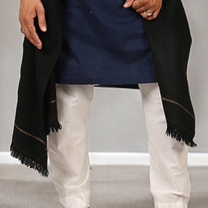 Kamaal Khan Kashmiri Soft & Warm Wool Shawl For Men - Black