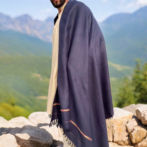 Kamaal Khan Swati Dhussa Shawl For Men - Navy Blue