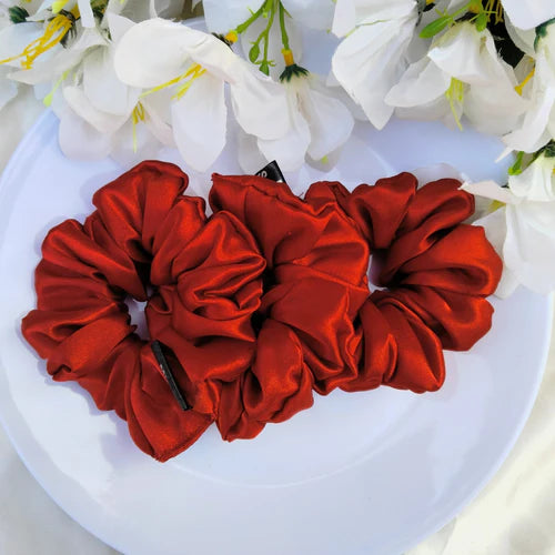 Silk Scrunchie - Red - 1 Piece - c