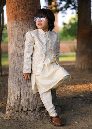 Cream White Prince coat suit - p20