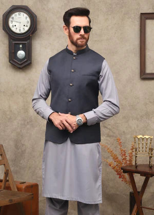 MEN'S CHARCOAL GRAY TROPICAL WAISTCOAT - Maqsood Garments