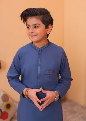 Denim Blue KurTa Trouser-AH 013 - AK BY HASSAN JEE
