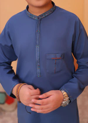 Denim Blue KurTa Trouser-AH 013 - AK BY HASSAN JEE