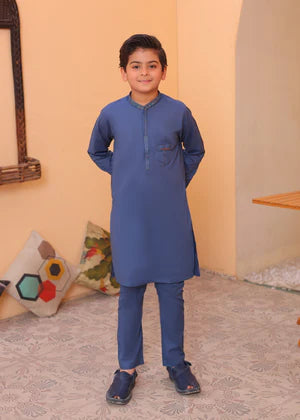 Denim Blue KurTa Trouser-AH 013 - AK BY HASSAN JEE