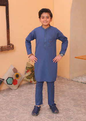 Denim Blue KurTa Trouser-AH 013 - AK BY HASSAN JEE