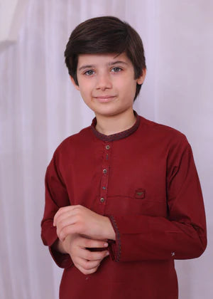 Maroon Kurta Trouser-AH 016 - AK BY HASSAN JEE