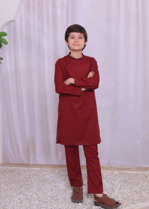 Maroon Kurta Trouser-AH 016 - AK BY HASSAN JEE