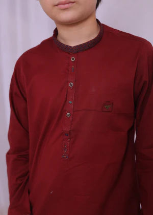 Maroon Kurta Trouser-AH 016 - AK BY HASSAN JEE