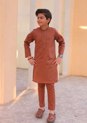 Rust Kurta Trouser-AH 024 - AK BY HASSAN JEE
