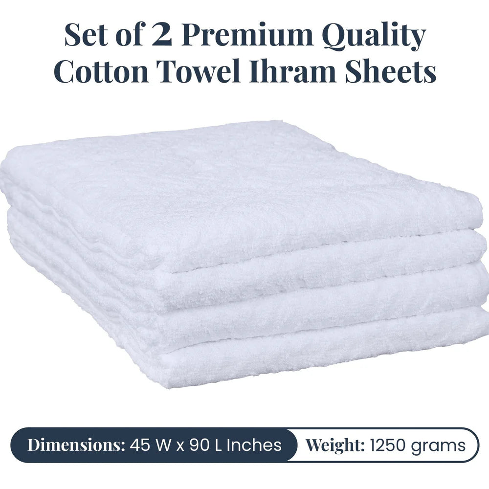 Ihram / Ehram Towel For Hajj & Umrah - 2 Piece Set- 100% Cotton - Divinely Crafted