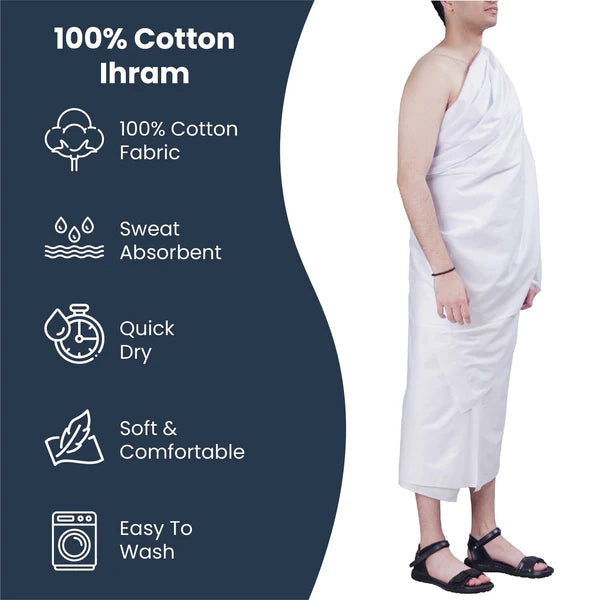 Ihram Cotton Cloth For Hajj & Umrah- 2 piece - 100% Cotton - Divinely Crafted