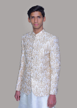 Dress Designers White Skin EMB Prince Coat